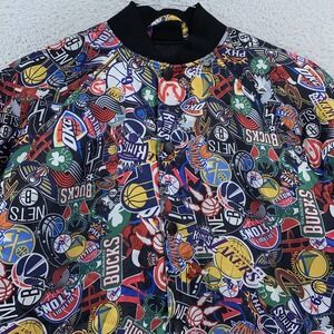 NBA Teams Jacket Mens Small Multicolor Basketball All Over Print UNK Polyester